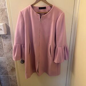 Zara Powder Pink Flare Sleeve Suit Jacket